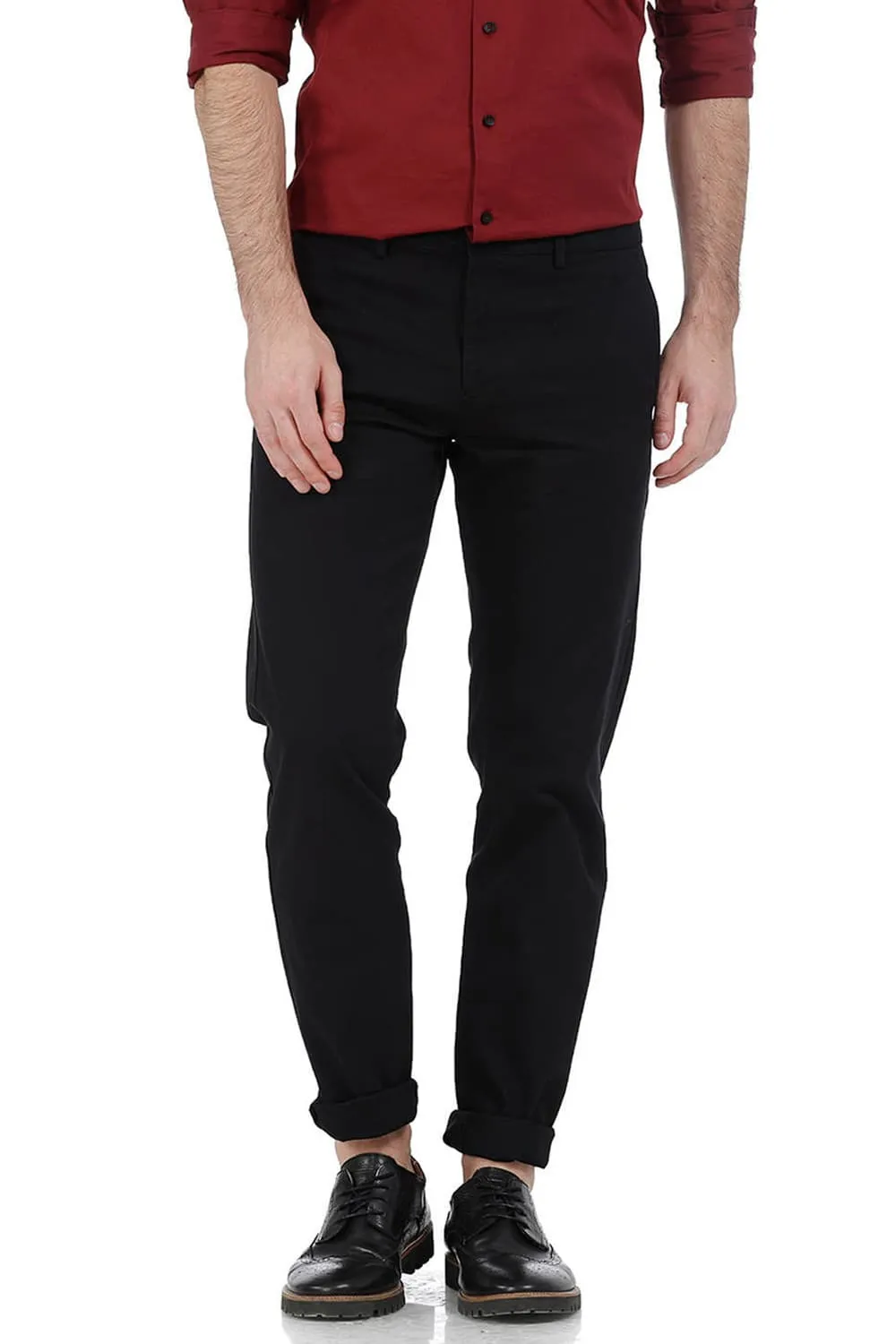 Slim Fit Weave Ribbed Trousers