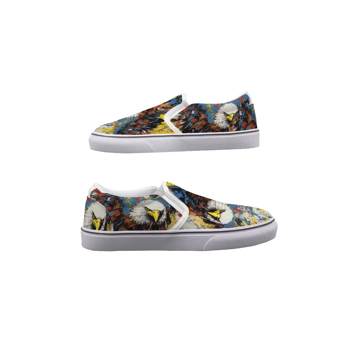 So#46 Men's Slip On Sneakers, Eagle print