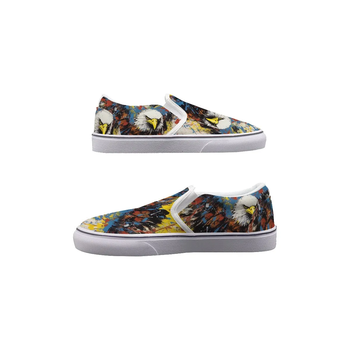 So#46 Men's Slip On Sneakers, Eagle print