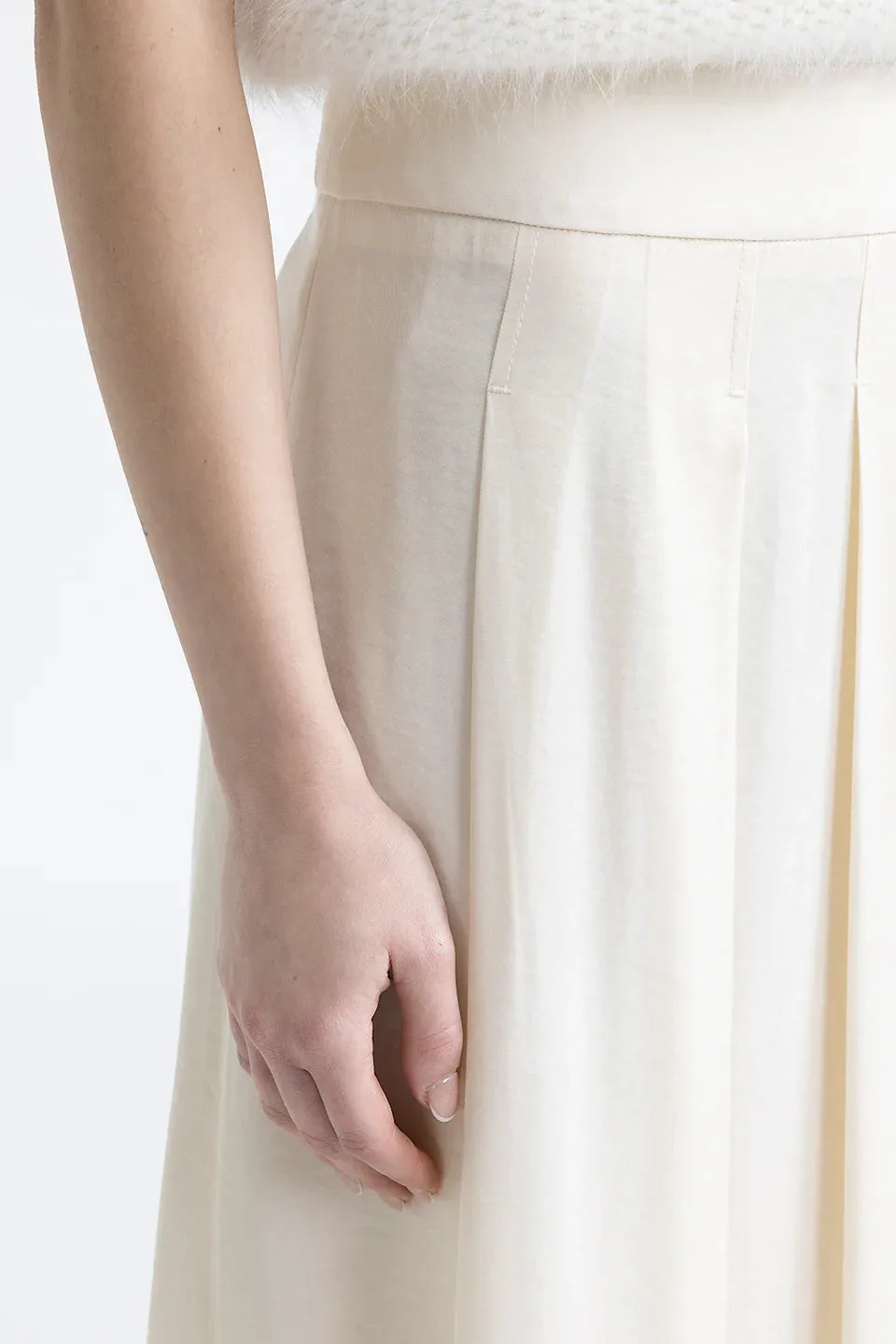 Soft Touch Viscose Blend Skirt - Natural White