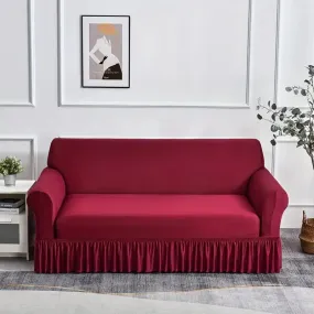 Solid Color Couch Cover With Skirt