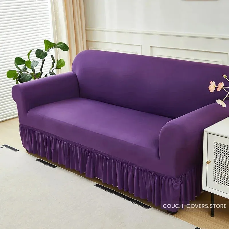 Solid Color Couch Cover With Skirt