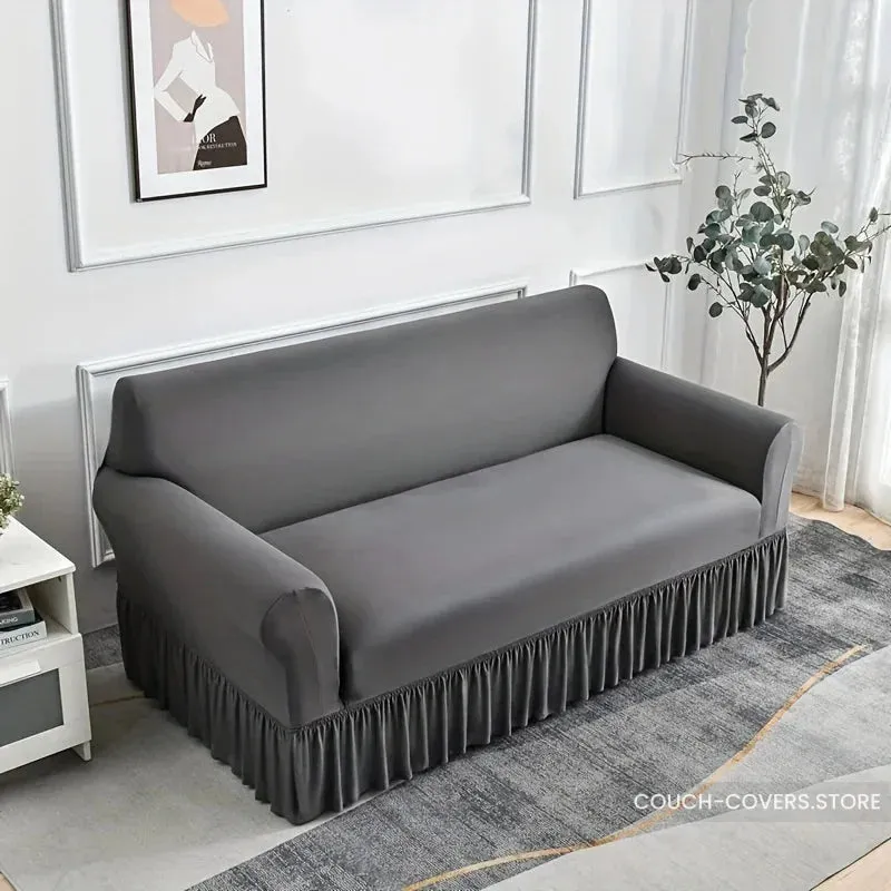 Solid Color Couch Cover With Skirt