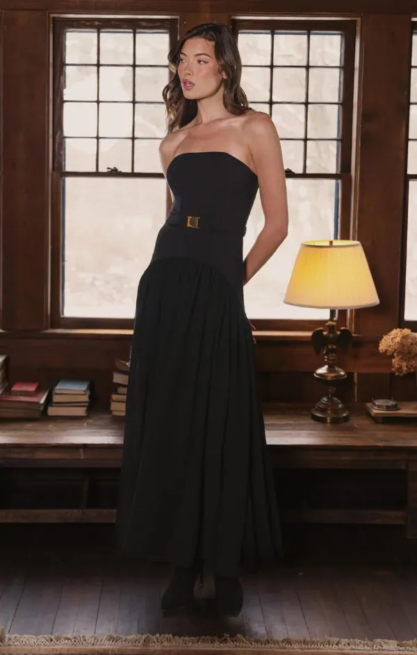 Strapless Drop Waist Combo Maxi