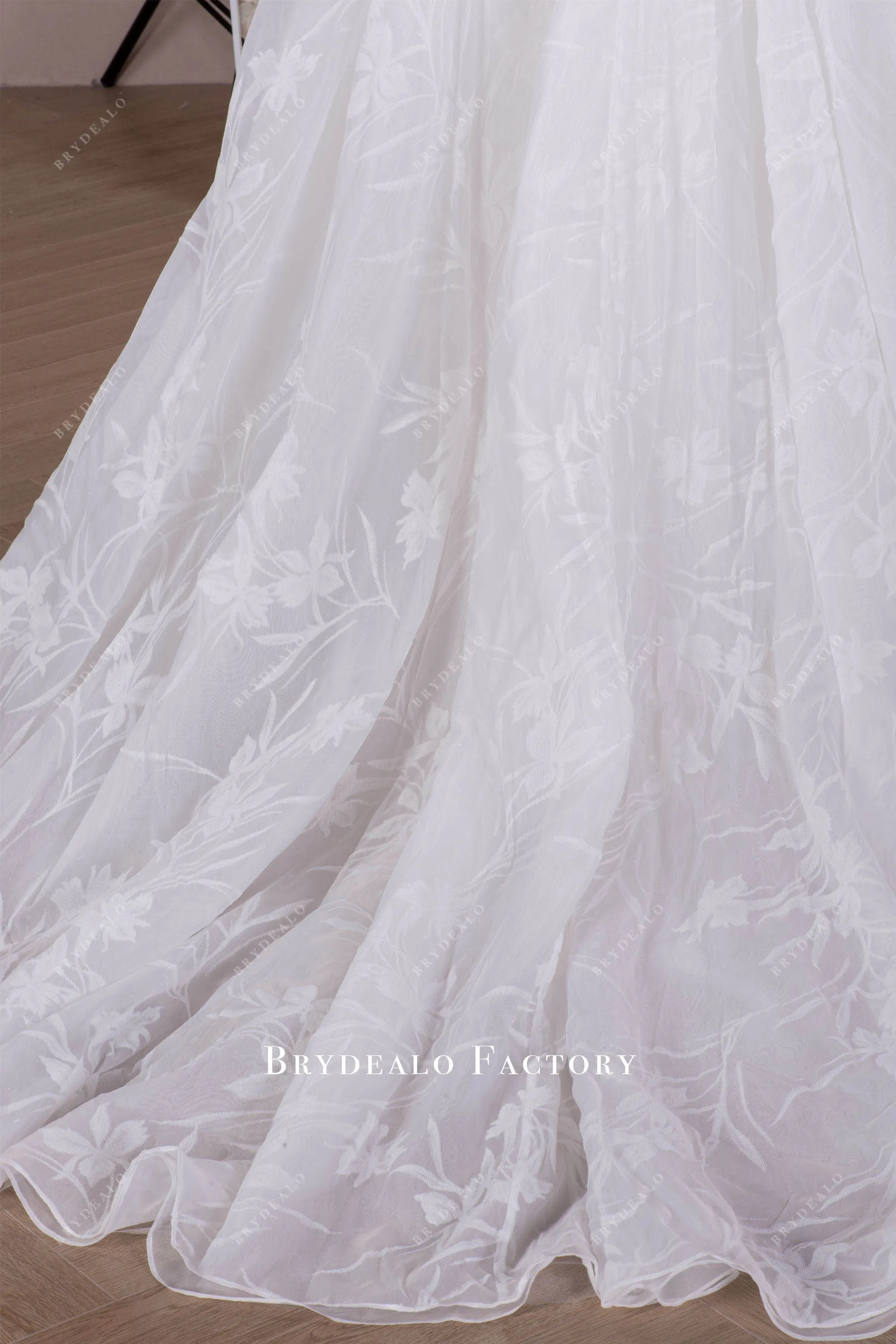 Strapless Print Organza Natural Waist Spring Fall Wedding Dress