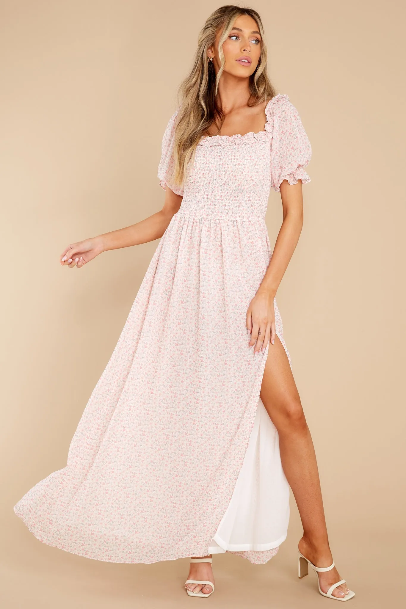 String Of Luck Pink Floral Print Maxi Dress