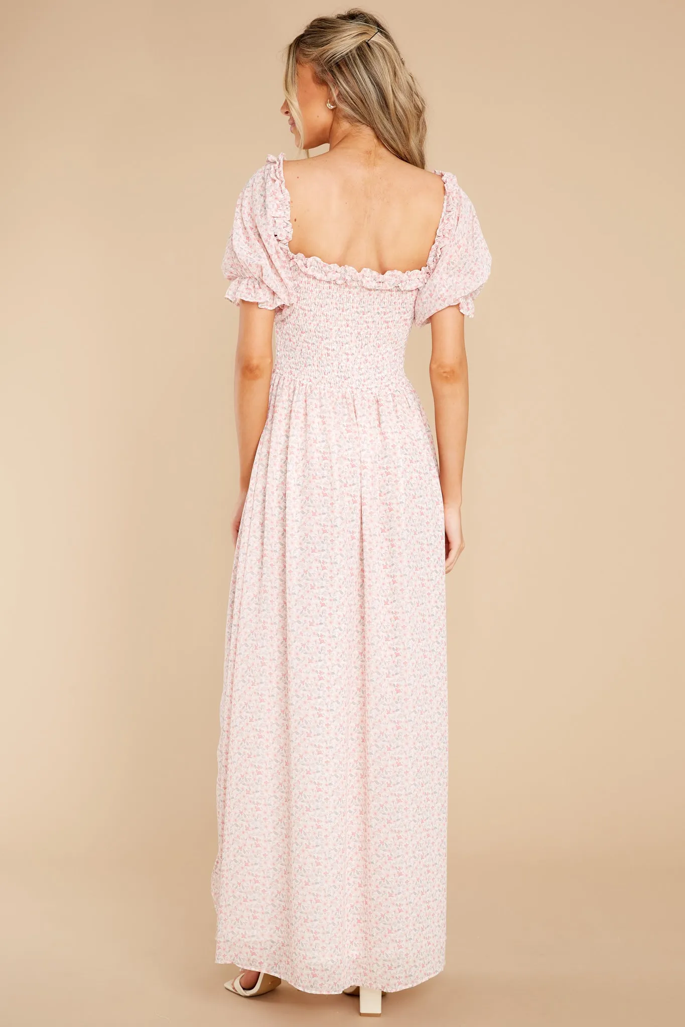 String Of Luck Pink Floral Print Maxi Dress