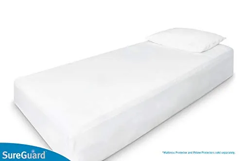 SureGuard Twin Size Mattress Protector - 100% Waterproof, Hypoallergenic - Premium Fitted Cotton Terry Cover White