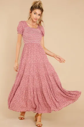 Tagalongs Rose Pink Floral Print Maxi Dress