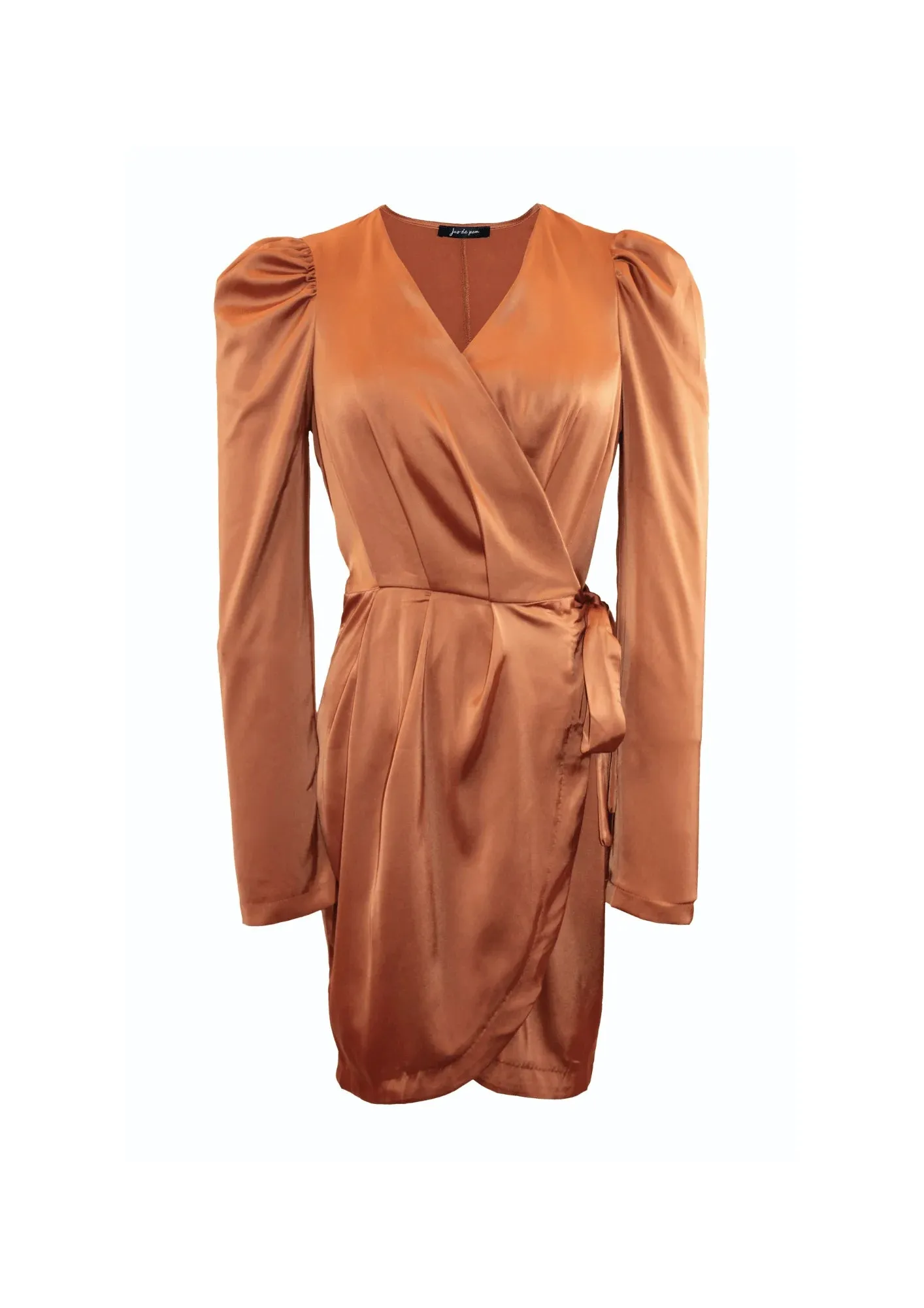 TERRACOTTA SATIN WRAP DRESS