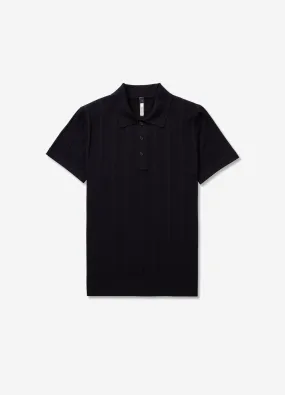 Textured Tech Knit Polo Navy Dark