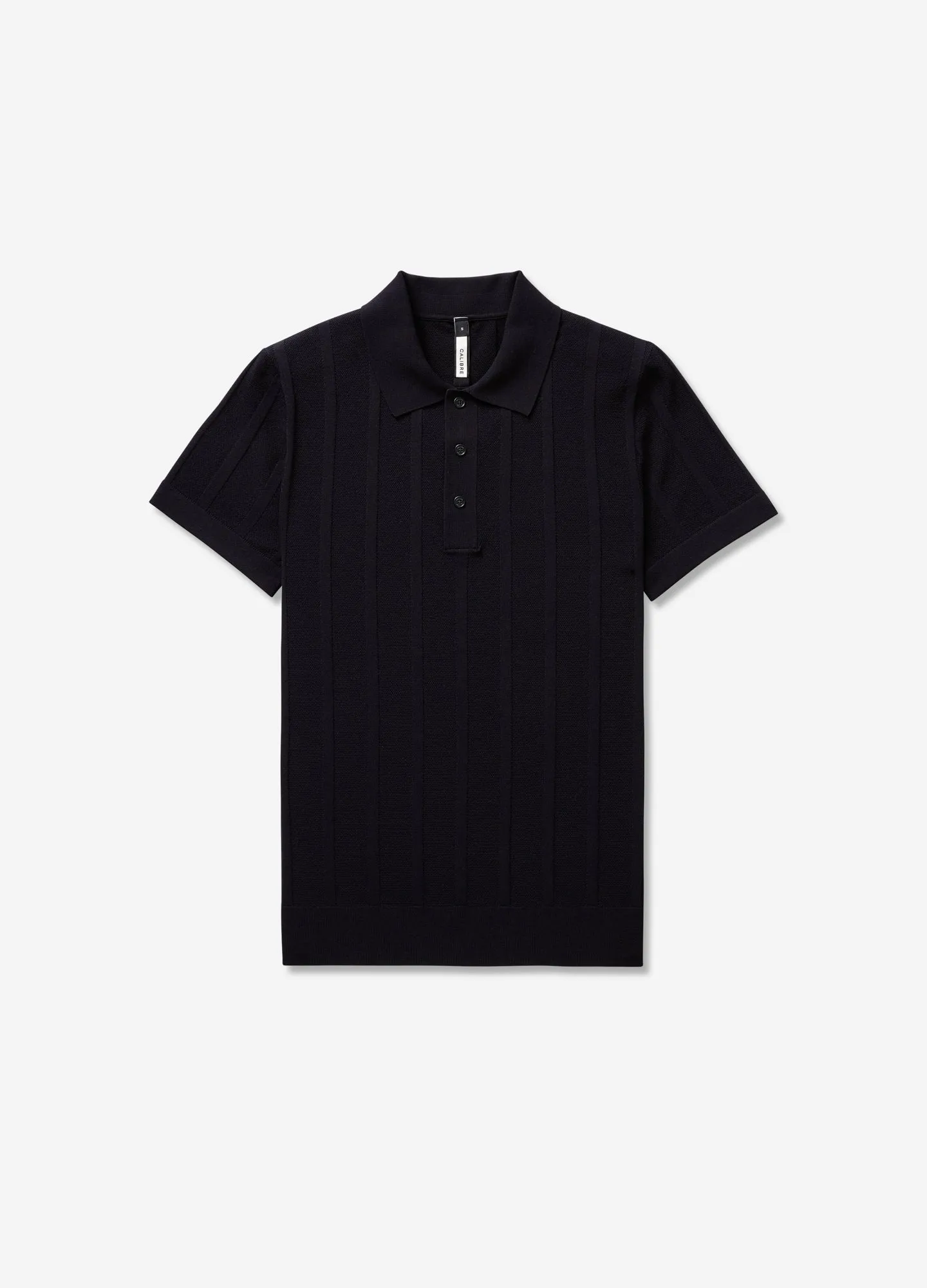 Textured Tech Knit Polo Navy Dark