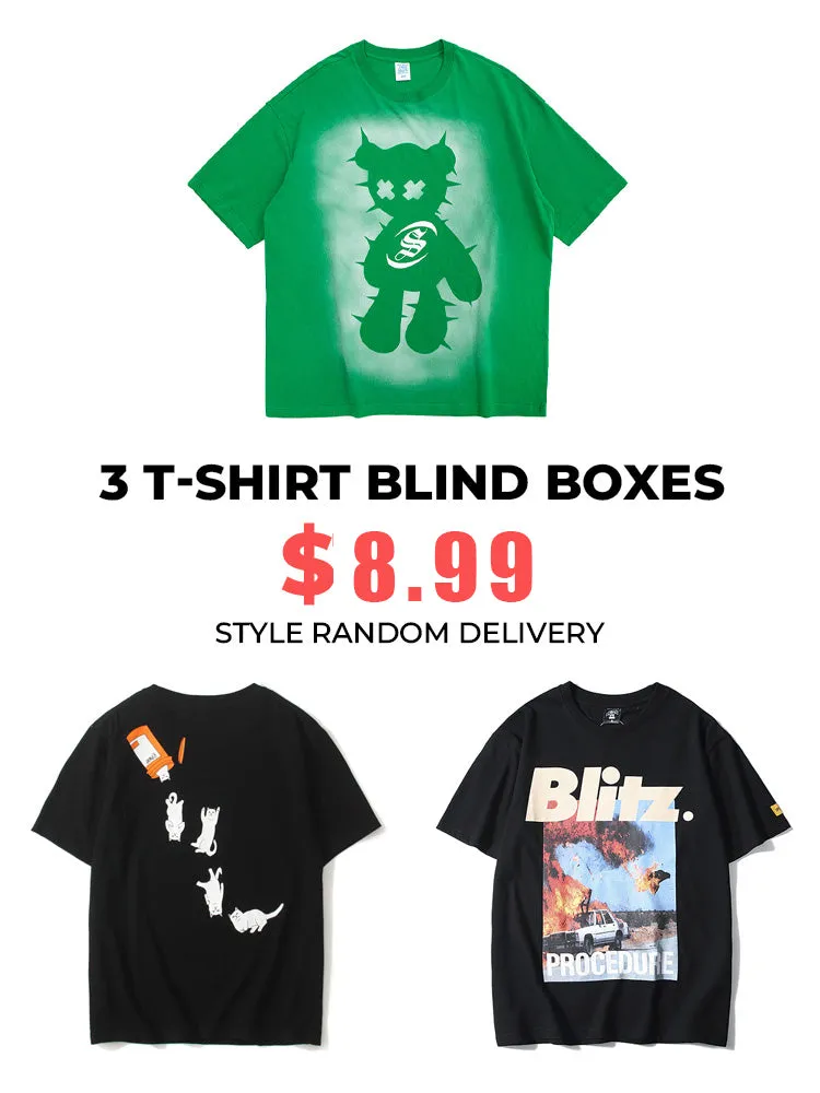 The blind box contains 3 T-shirts (random styles)