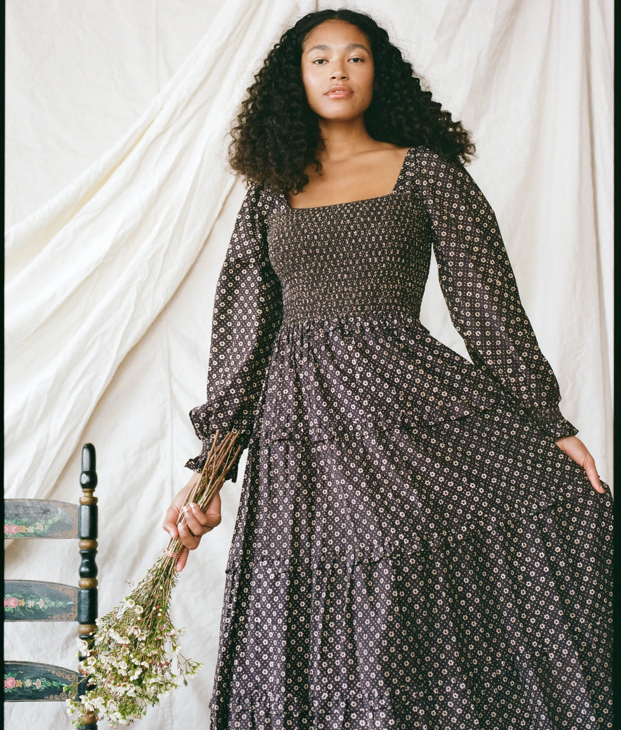 The Emerson Dress | Noir Petunia Dot