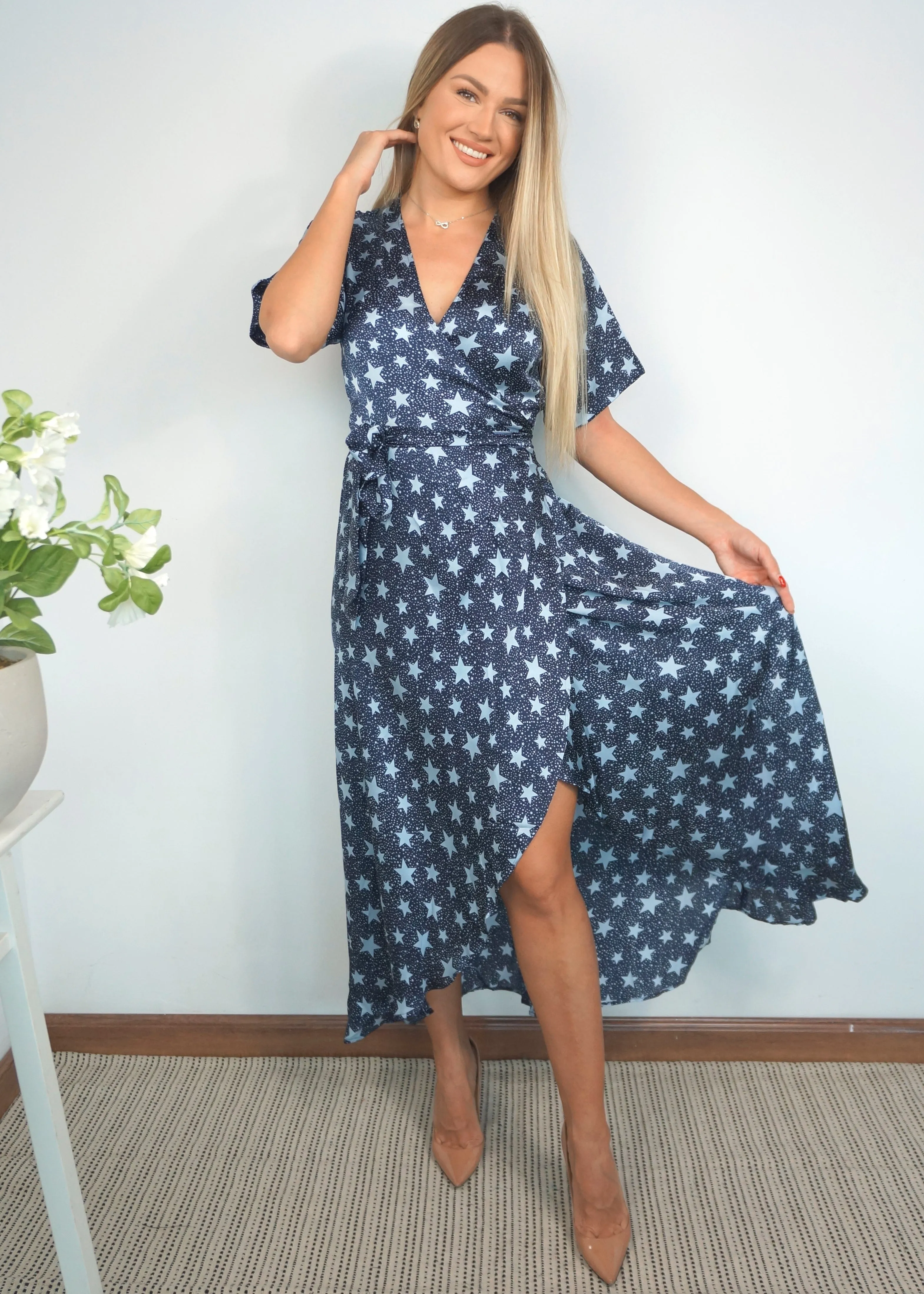 The Maxi Wrap Dress - Starry Nights