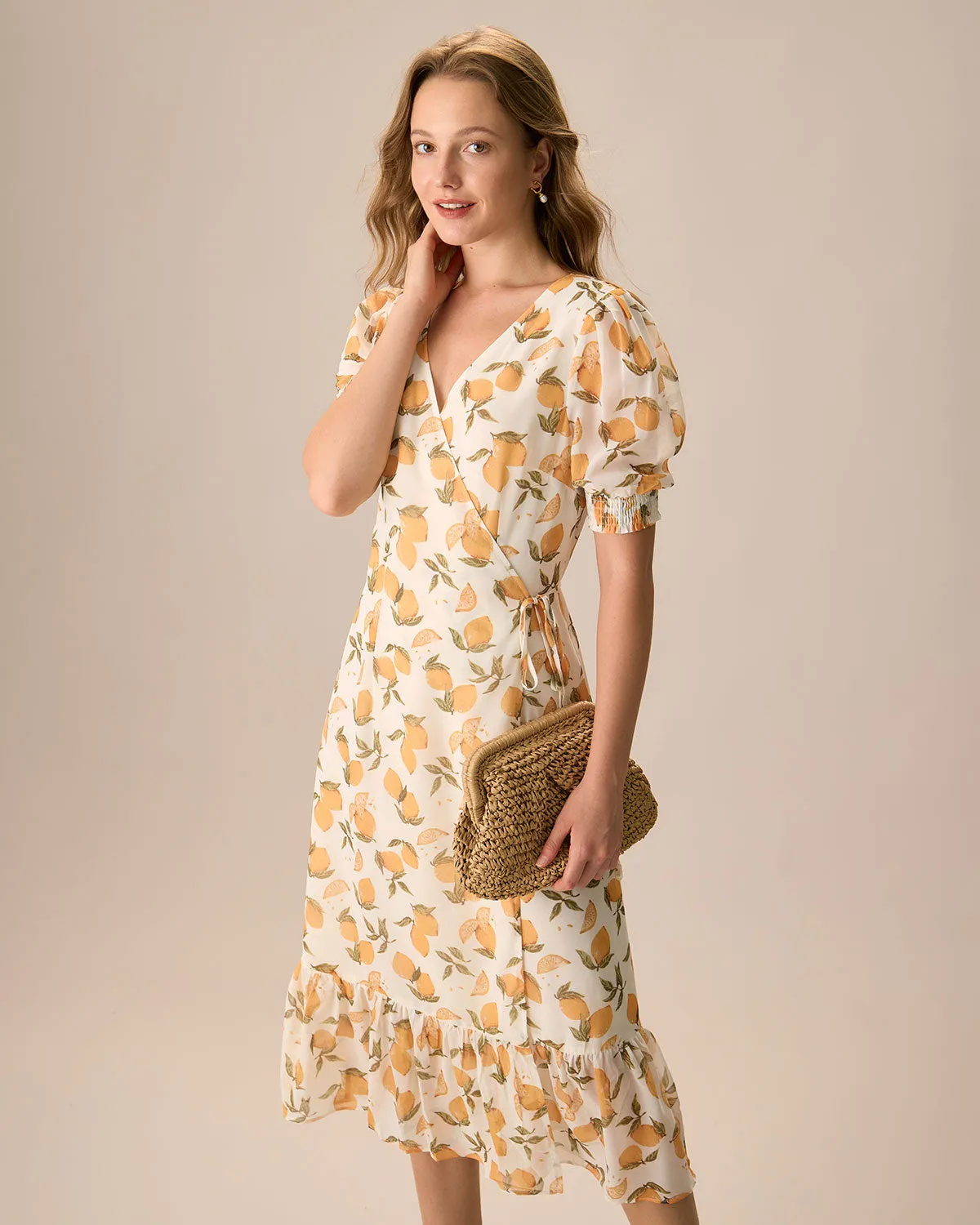 The Yellow Lemon Wrap Midi Dress