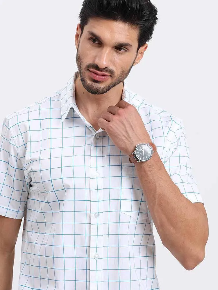 Thin Line Checks Printed Half Sleeve Shirt