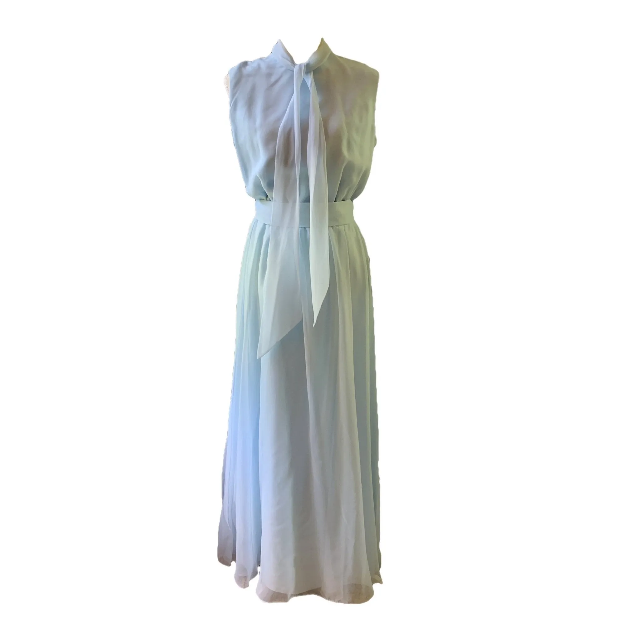 Vintage 1960s Jack Bryan Blue Chiffon Gown. Vintage Wedding or Festival Dress