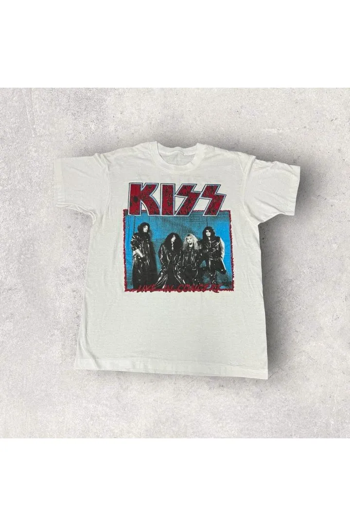 Vintage Single Stitch KISS Live In Concert Bootleg Tour Tee- L