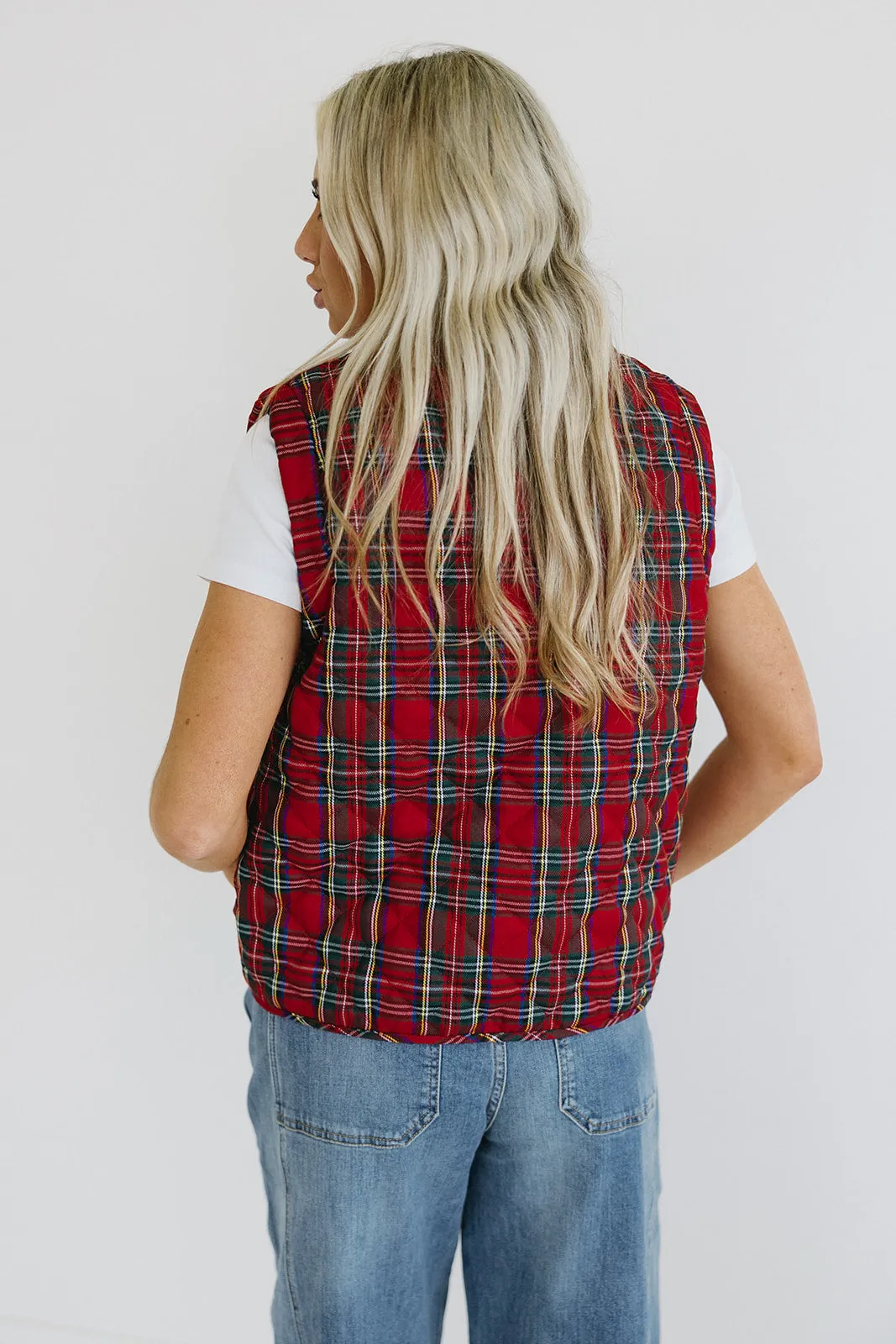 Wells Plaid Vest - Red Multi