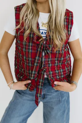 Wells Plaid Vest - Red Multi