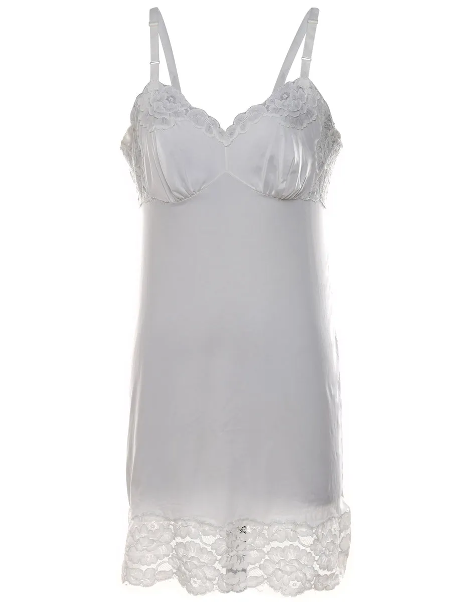 White Classic Lace Trim Slip Dress - M