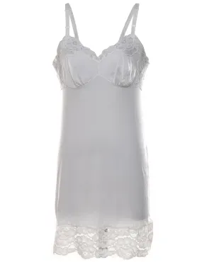 White Classic Lace Trim Slip Dress - M