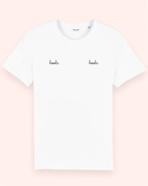 White Organic Cotton T-Shirt | Boobs