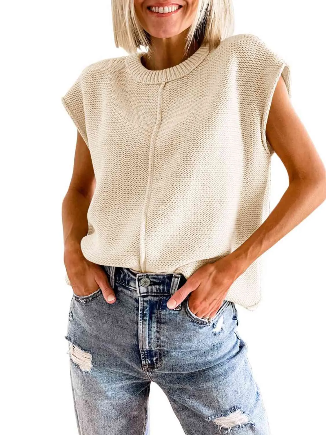 Women Cap Sleeve Sweater Vest