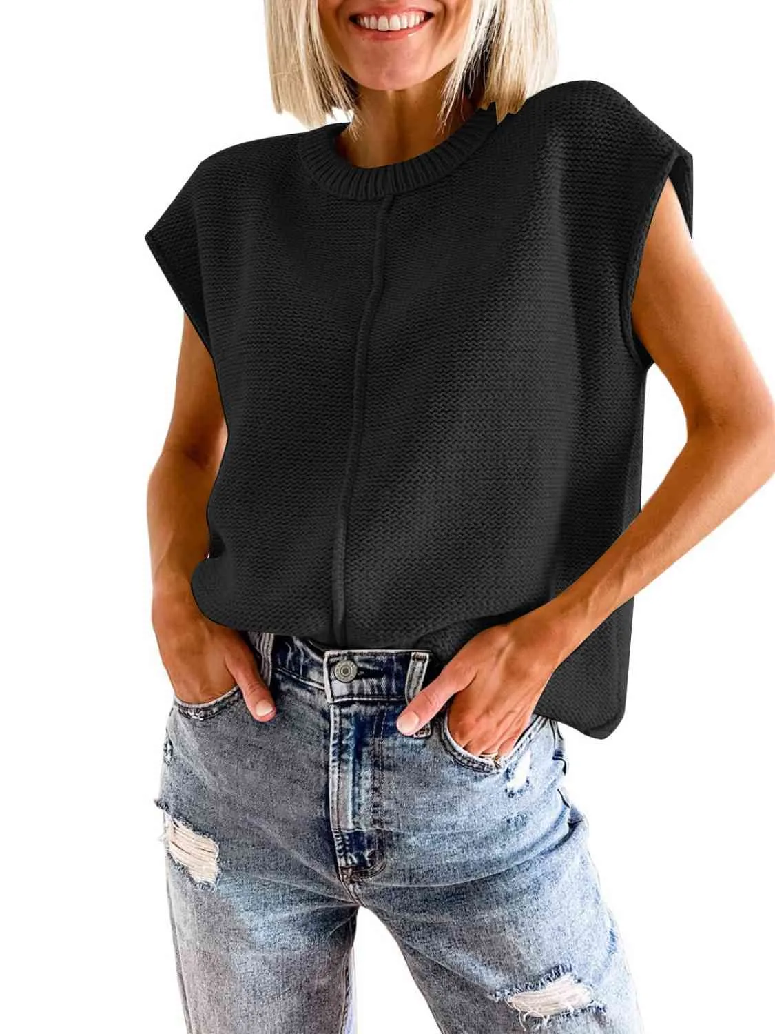 Women Cap Sleeve Sweater Vest