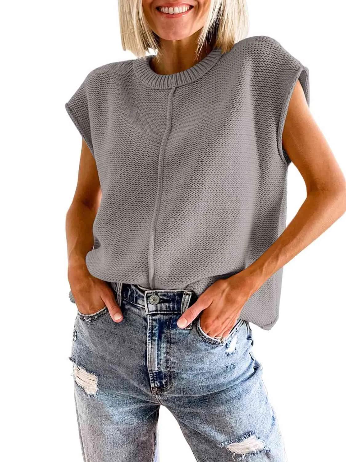 Women Cap Sleeve Sweater Vest