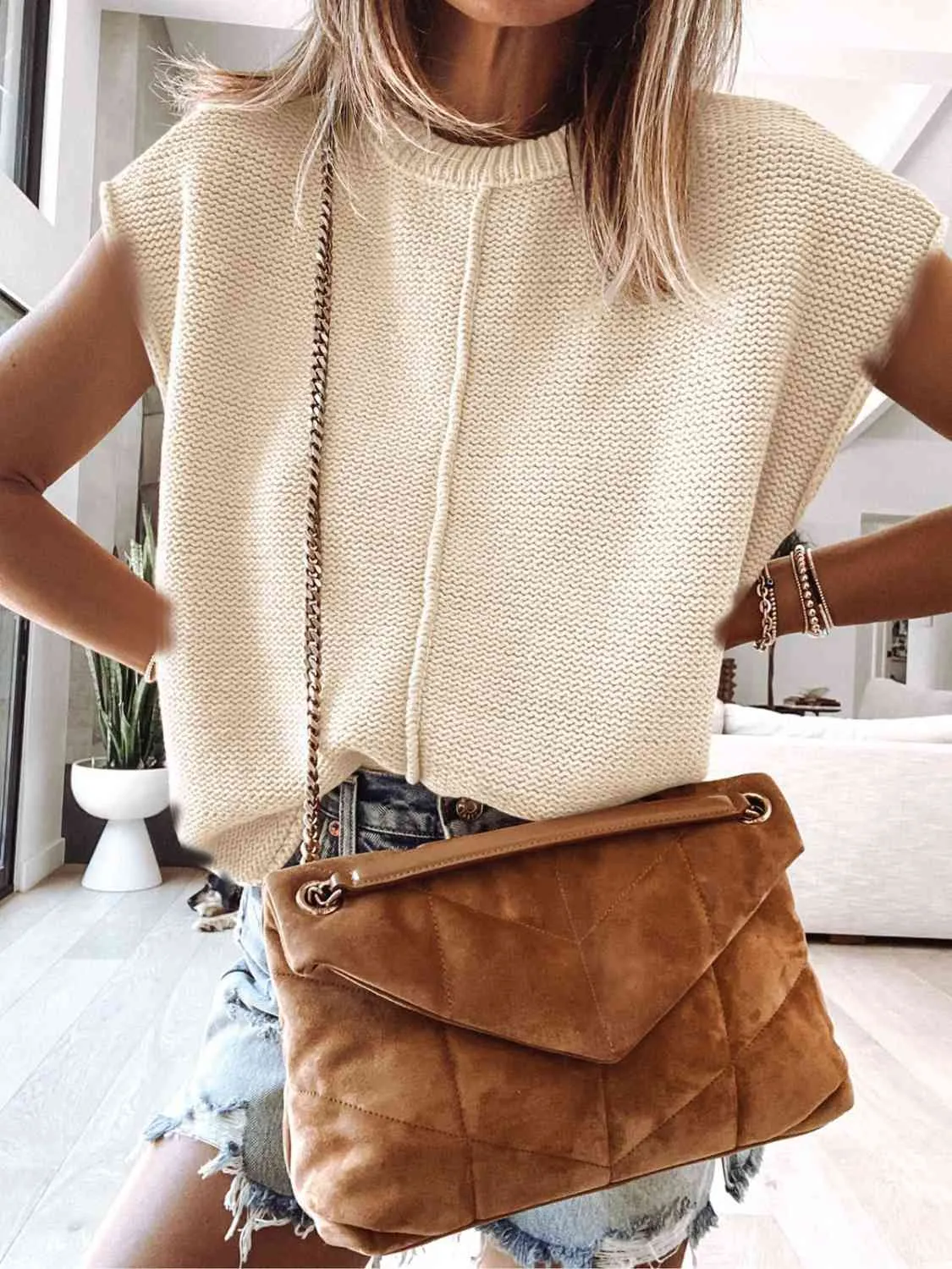 Women Cap Sleeve Sweater Vest