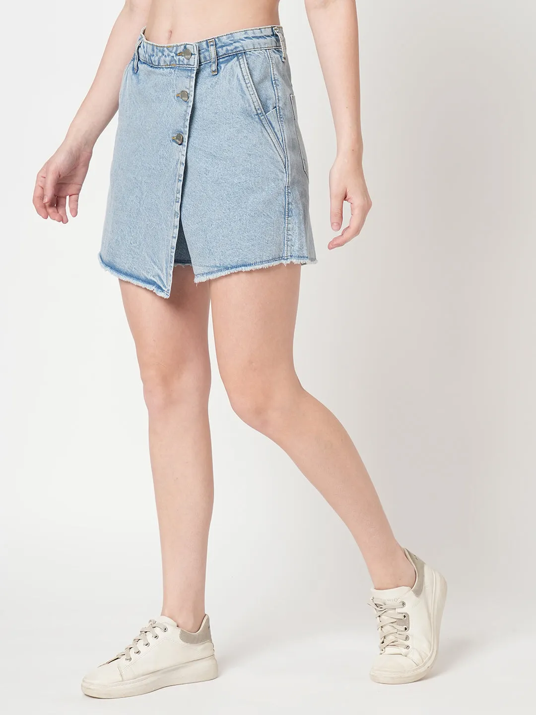 Women Light Blue Denim Skort/Skirt