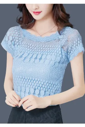 Women Restful & Easily Wearable Round Neck Short Sleeve Elegant Stretchable Fit Top - WSB114616