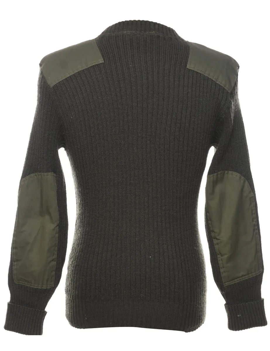 Wool Dark Green Jumper - M