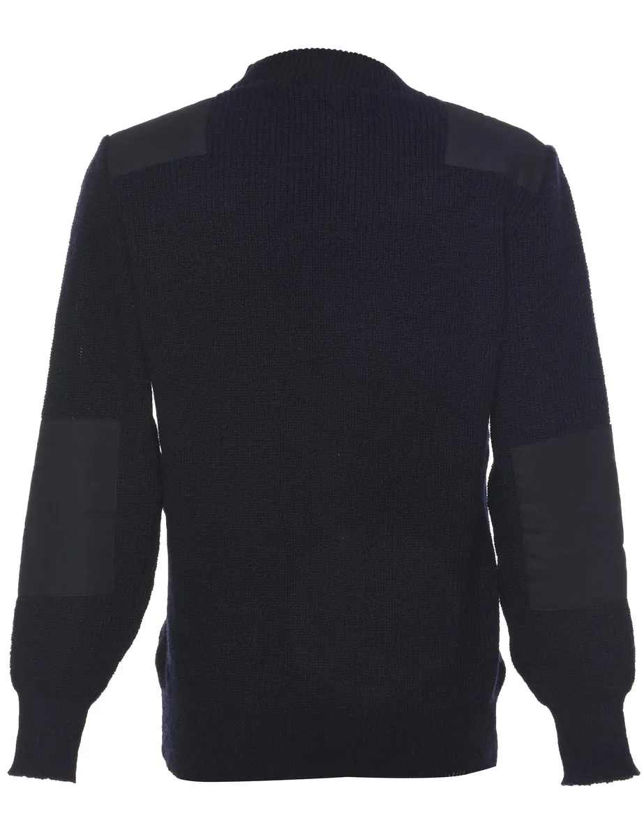 Wool Long Sleeved Navy Jumper - M