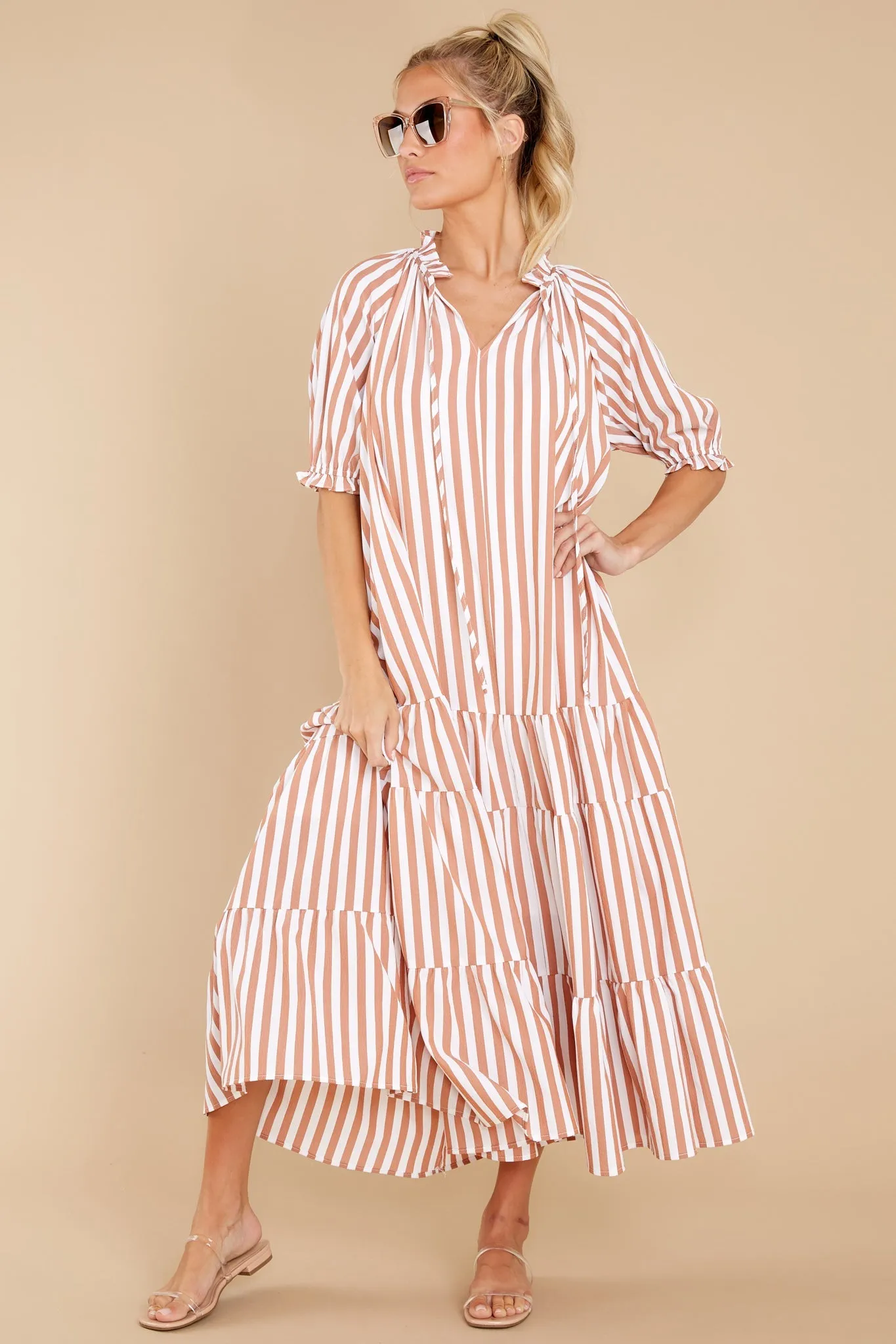 Wow The World Terracotta Stripe Maxi Dress