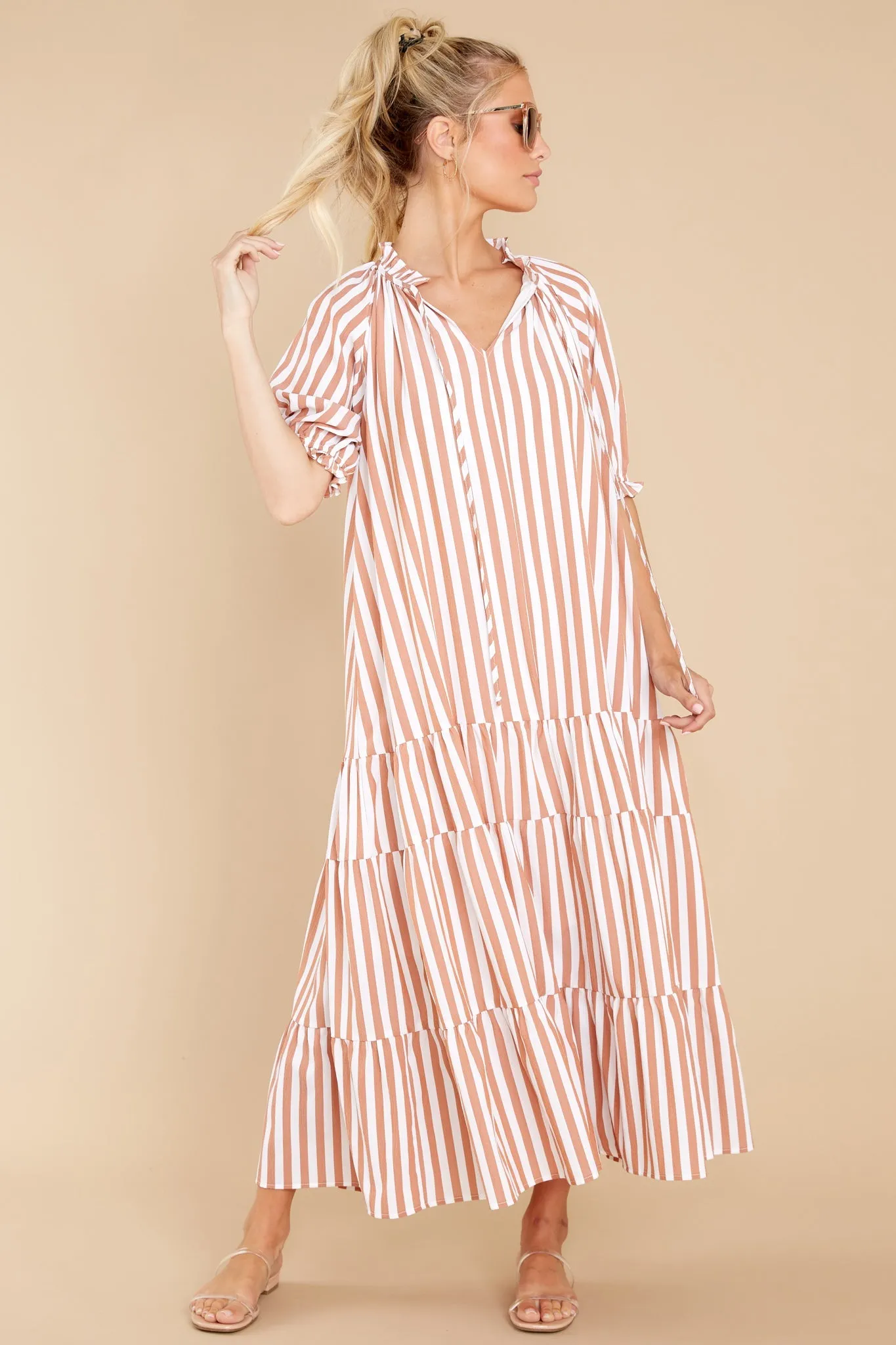 Wow The World Terracotta Stripe Maxi Dress