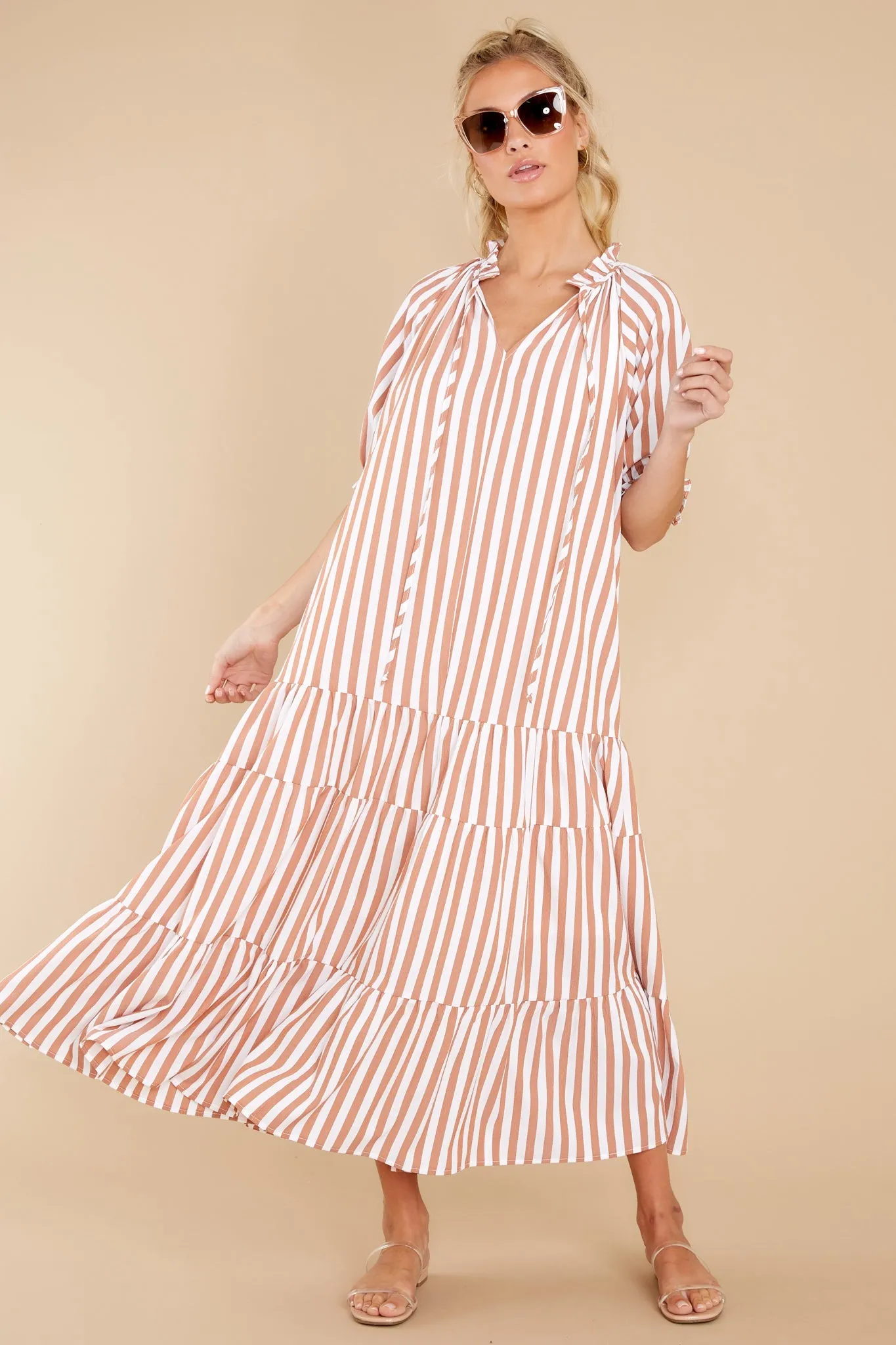 Wow The World Terracotta Stripe Maxi Dress