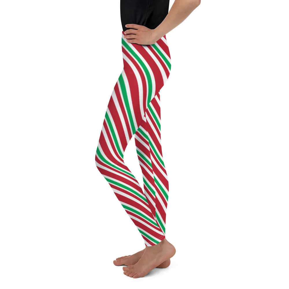 Youth Candy Cane LeggingsYouth Candy Cane Red Leggings for girls, Yoga Pants for Girls for Youth size, teens Boys Athleisure