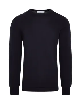 Zattura Travel Wool Crew Neck Knitted Jumper (Navy)