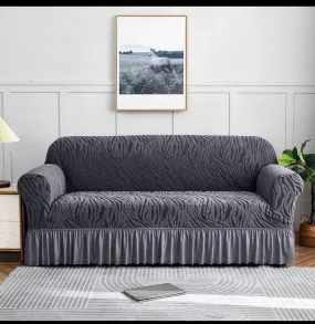 Zebra Velvet Sofa Cover (Grey Colour)